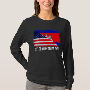 T-shirt Drapeau américain Cambodge Drapeau meilleur grand-
