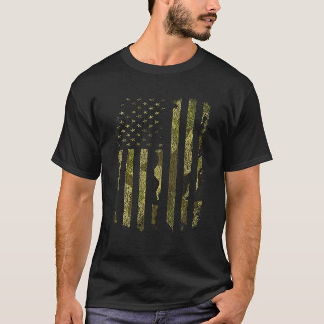 T-shirt Drapeau américain Camouflage Camouflage militaire  (Devant)