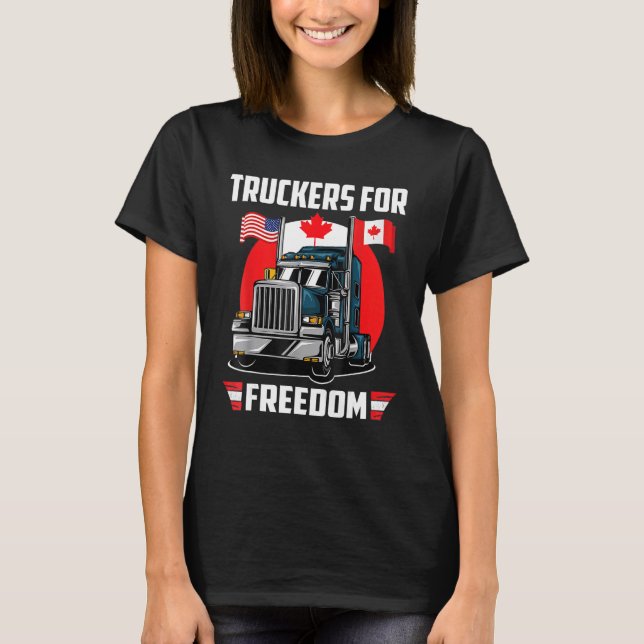 T-shirt Drapeau américain Canada Convoi pour la liberté du (Devant)