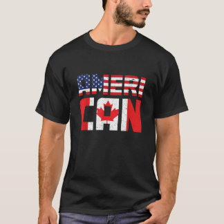 T-shirt Drapeau américain Canadian American Pride Drapeau 