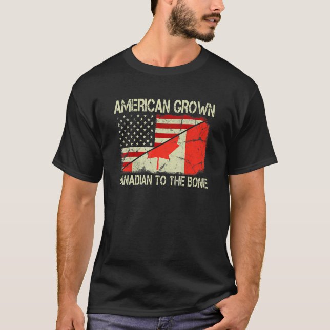 T-shirt Drapeau Américain Canadien À L'Oeil Us Canada (Devant)
