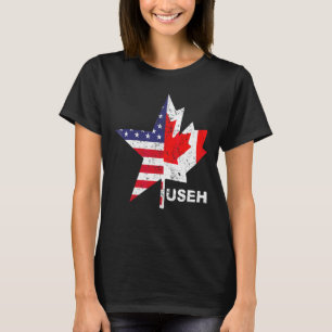 T-shirt Drapeau américain canadien Useh Leaf Drapeau canad