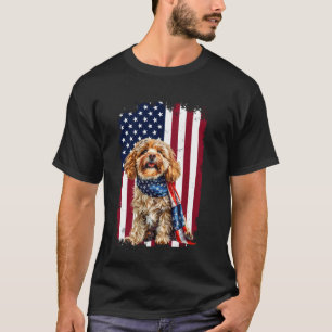 T-shirt Drapeau américain Cavapoo 4 juillet Chien Cavapoo