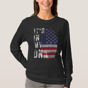 T-shirt Drapeau américain C'est dans mon ADN Empreinte pou