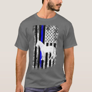 T-shirt Drapeau américain Cheval de la police de patrouill