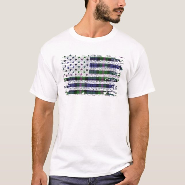 T-shirt Drapeau américain Clan Baird Tartan écossais (Devant)