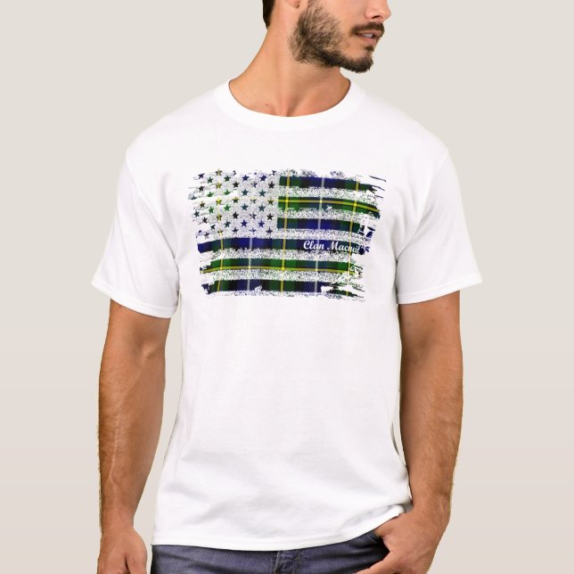 T-shirt Drapeau américain Clan Macneil Tartan écossais (Devant)