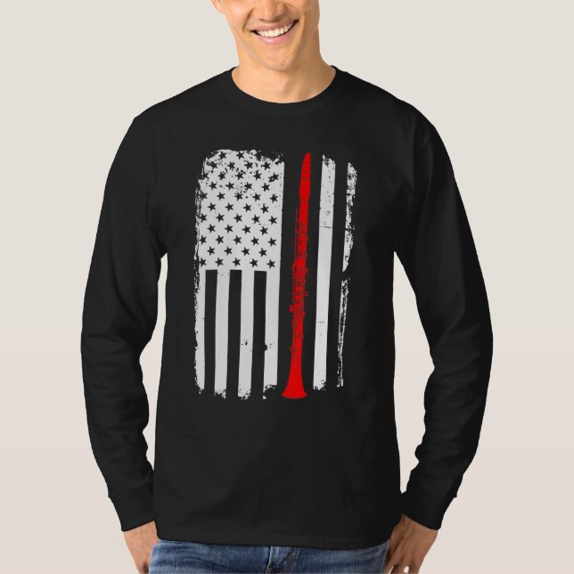 T-shirt Drapeau américain Clarinet Lecteur Clarine (Devant)
