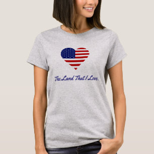 T-shirt Drapeau Américain Cœur Amérique La Terre Que J'aim