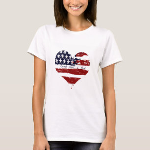 T-shirt Drapeau américain coeur grunge personnalisé