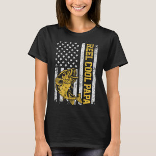 T-shirt Drapeau américain Cool Papa Patriotic Fishing Desi