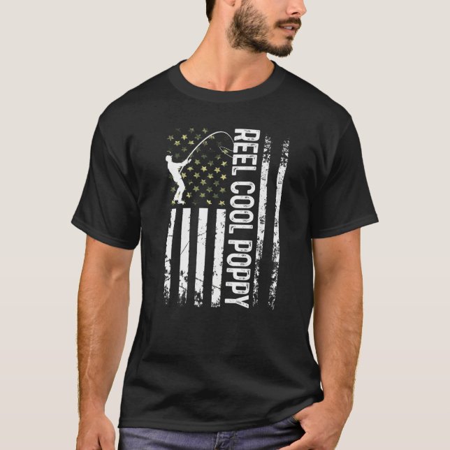 T-shirt Drapeau américain Cool Poppy pour papa Husba (Devant)