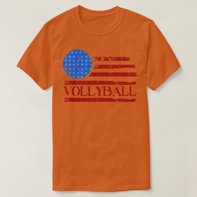 T-shirt Drapeau américain cool Volleyball Cadeau Imprimer  (Design devant)