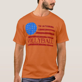 T-shirt Drapeau américain cool Volleyball Cadeau Imprimer 