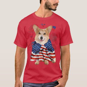 T-shirt Drapeau américain Corgi Dog 4 juillet Amoureux des