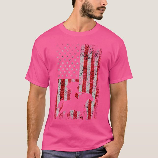 T-shirt Drapeau américain Cowboy femmes Cheval cadeau Eque (Devant)