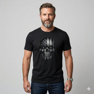T-shirt Drapeau américain crâne Patriot USA 1776 en détres