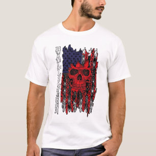 T-shirt Drapeau américain crâne rouge Halloween Toiles d'a