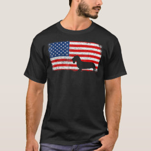 T-shirt Drapeau américain Dachshund Wire-Hair Vintage