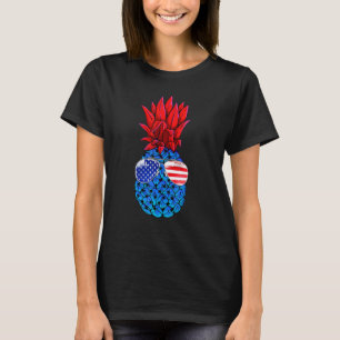 T-shirt Drapeau américain d'ananas hawaïen Lunettes de sol