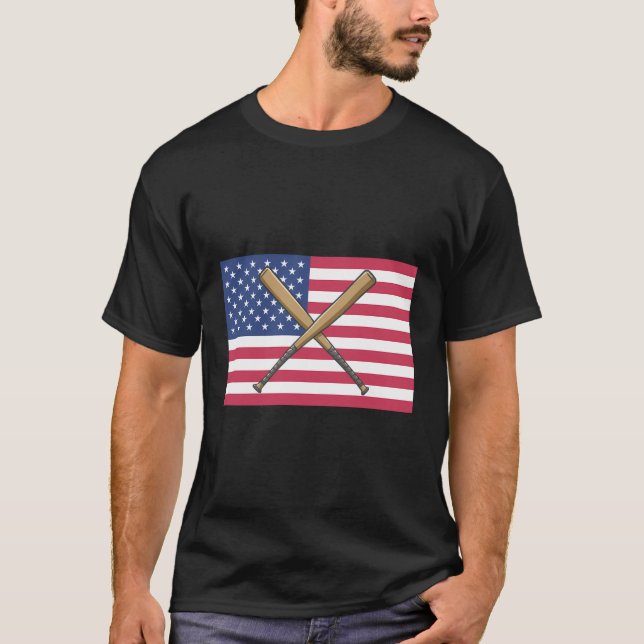 T-shirt Drapeau américain de baseball (Devant)