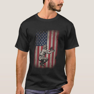 T-shirt Drapeau américain de baseball Catcher Patriotique