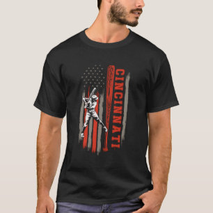 T-shirt Drapeau américain de baseball de Cincinnati City