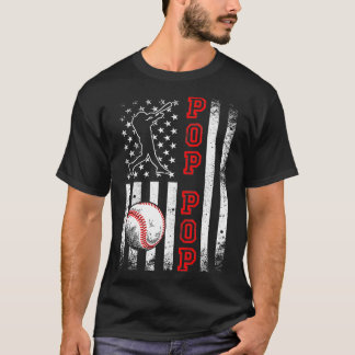 T-shirt Drapeau américain de baseball drôle Vintage de bas