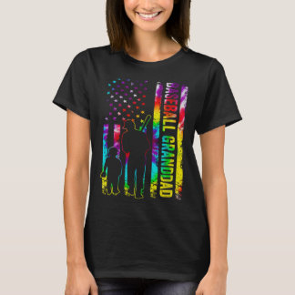 T-shirt Drapeau américain de baseball mâle teint