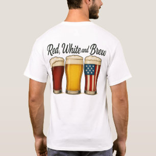 T-shirt Drapeau américain de bière blanche et brune rouge