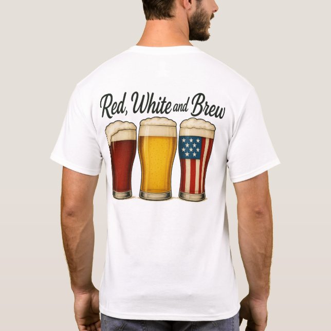T-shirt Drapeau américain de bière blanche et brune rouge (Dos)