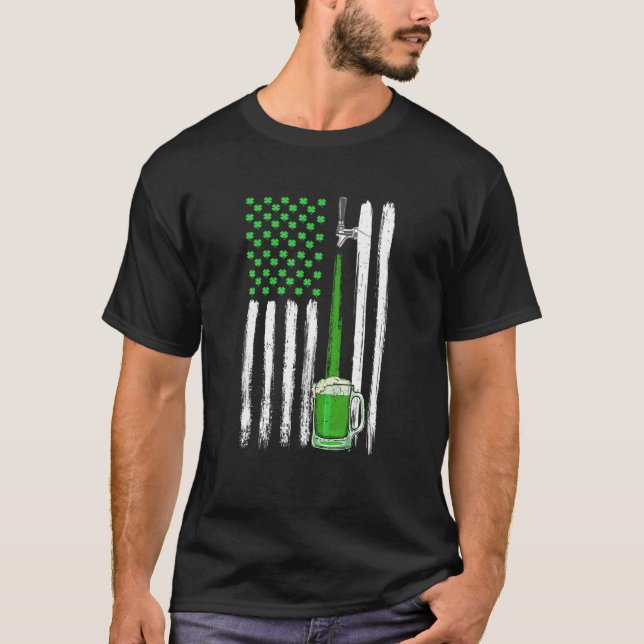 T-shirt Drapeau américain de bière verte Jour de la Saint  (Devant)