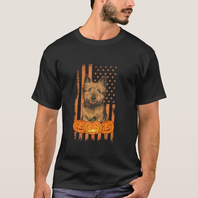 T-shirt Drapeau américain de Cairn Terrier Hallowee patrio (Devant)