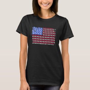 T-shirt Drapeau américain de camping Caravane Camionneur P