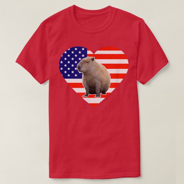 T-shirt Drapeau américain de Capybara (Design devant)