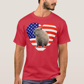 T-shirt Drapeau américain de Capybara