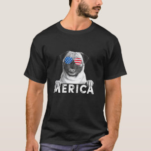 T-shirt Drapeau américain de carlin 4 juillet Merica USA