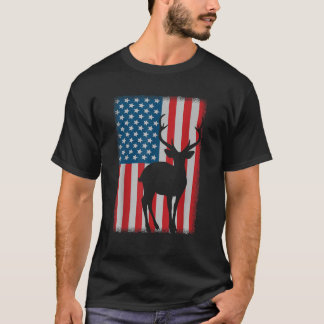 T-shirt Drapeau américain de chasse aux cerfs