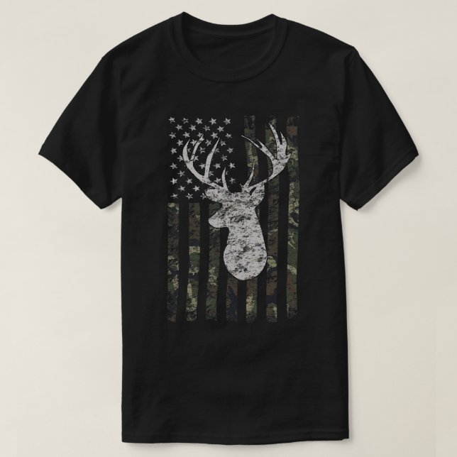T-shirt Drapeau américain de chasse aux cerfs  (Design devant)