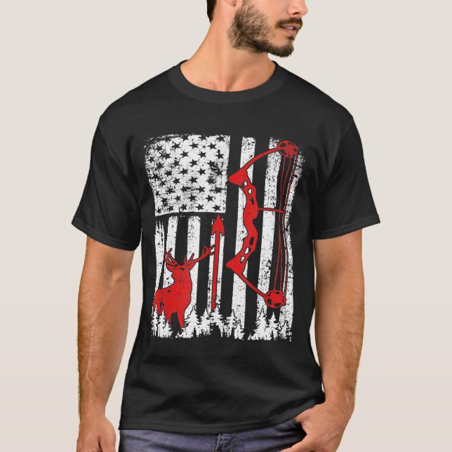 T-shirt Drapeau américain de chasseur de cerfs de chasse p (Devant)