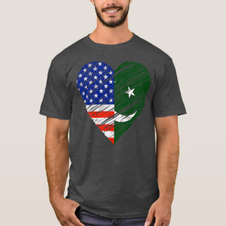 T-shirt Drapeau américain de coeur Pakistan Drapeau pakist