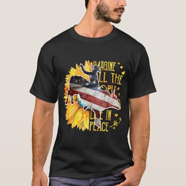 T-shirt Drapeau américain de cowboy Bull Riding Western Gi (Devant)