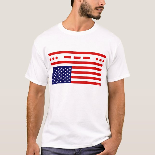 T-shirt Drapeau américain de détresse de SOS (Devant)