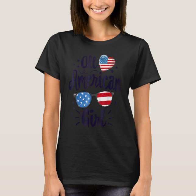 T-shirt Drapeau américain de filles 4 juillet (Devant)