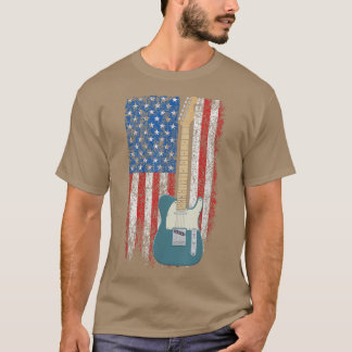 T-shirt Drapeau américain de guitare électrique