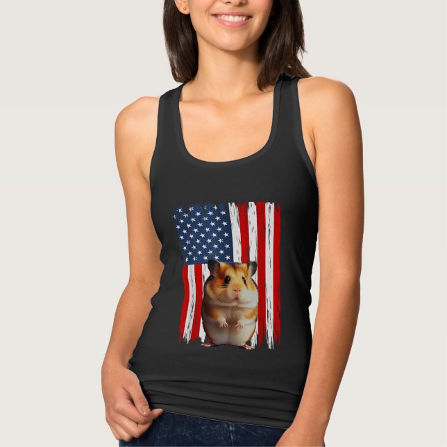 T-shirt Drapeau américain de hamster patriotique 4 juillet (Devant)