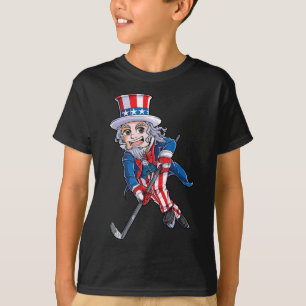 T-shirt Drapeau américain de hockey 4 juillet Enfants garç
