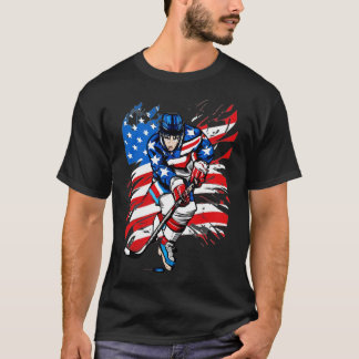 T-shirt Drapeau américain de hockey conception Hockey
