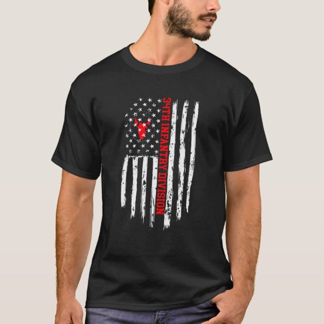 T-shirt Drapeau Américain De La 34E Division D'Infanterie (Devant)