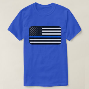 T-shirt Drapeau américain de la ligne bleue mince